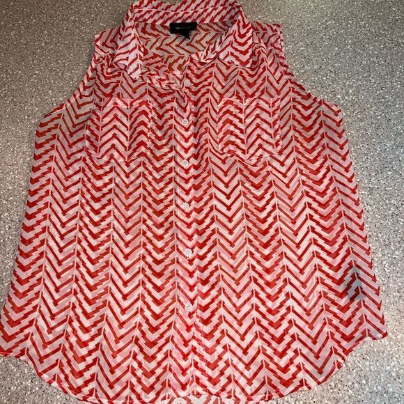 AB Studio ~ Light Orange & Cream ~ Flowy Tank Blouse ~ Women’s Small ~ EUC - Picture 1 of 3
